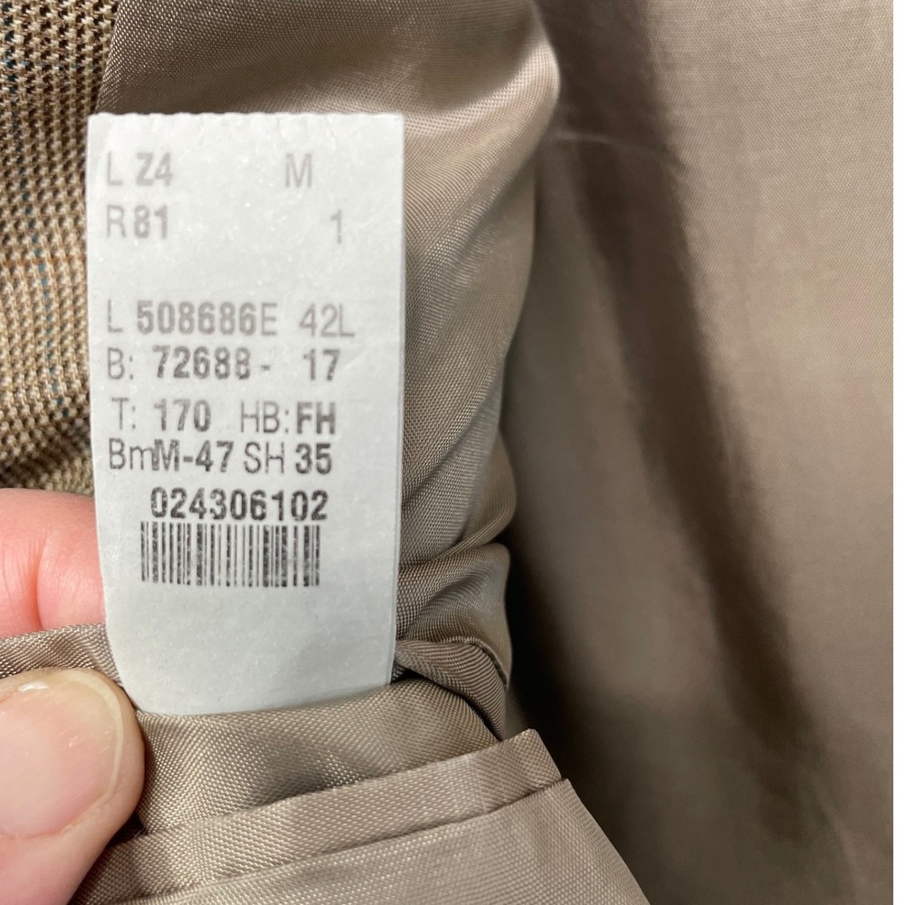 Lauren Ralph Lauren Men 42L Blazer Silk Wool Tan Micro Check Sport Coat Academia - Picture 6 of 13